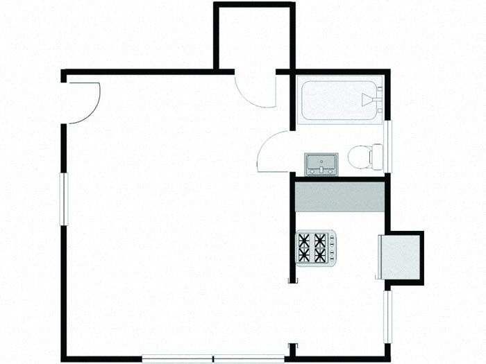 Floor plan for studio, 1 bath, 325 sqft